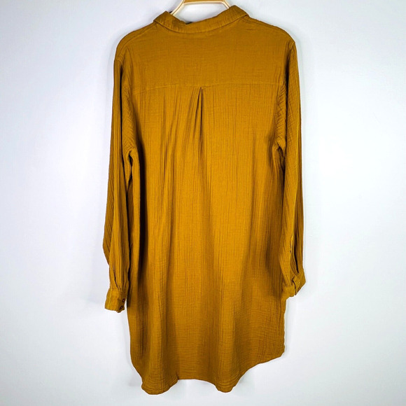 Garnet Hill Eden Organic Cotton‎ Shirtdress Size L Brown Lagenlook Gauzy - Picture 2 of 13